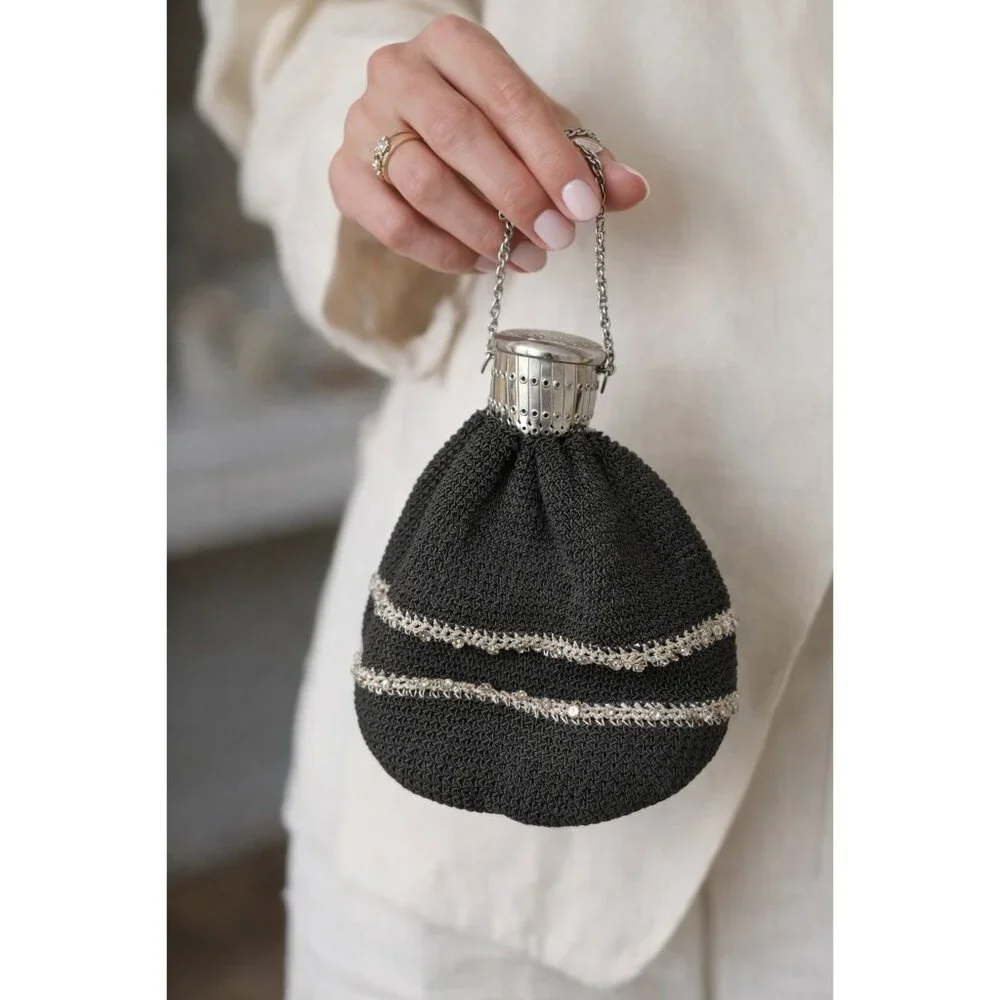 erman Art Deco Mesh Evening Purse Gate Frame Accordion Rhinestone 7 1/2" - Picture 2 of 10